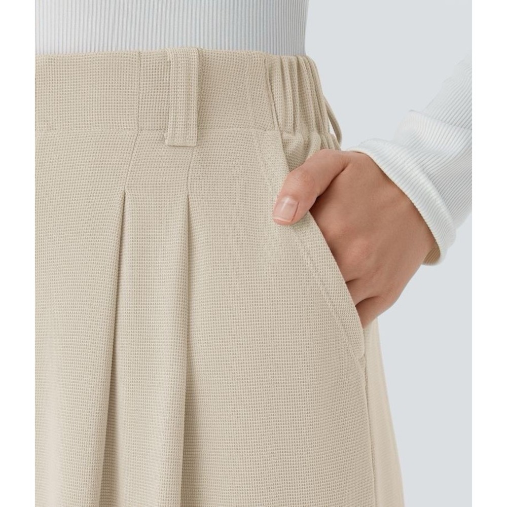 Halara Wide Leg Waffle Work Trousers High Waist Dress Work Pants XXL Cream 1X - Picture 4 of 16